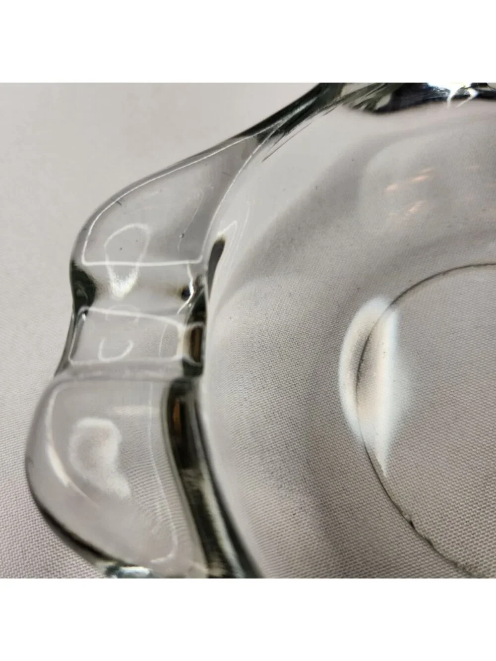 Vintage Clear Glass Cigar Ashtray with Scalloped Edges